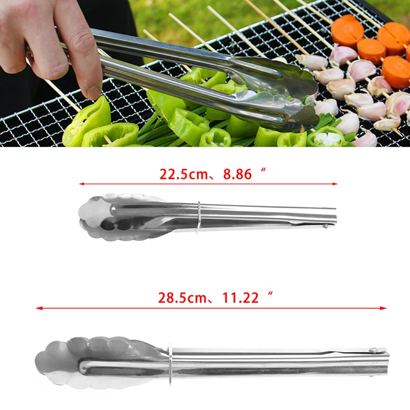 9Inch Stainless Steel Buffet Salad Bread Food Tongs Clip Kitchen Clamp Serving Y1QB