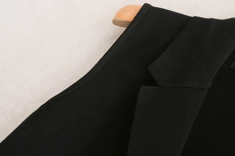 Увядшая английская Офисная Леди двубортный вязаный жилет куртка топ и прямые ноги вилка открытие костюм брюки комплект из 2 предметов блейзер