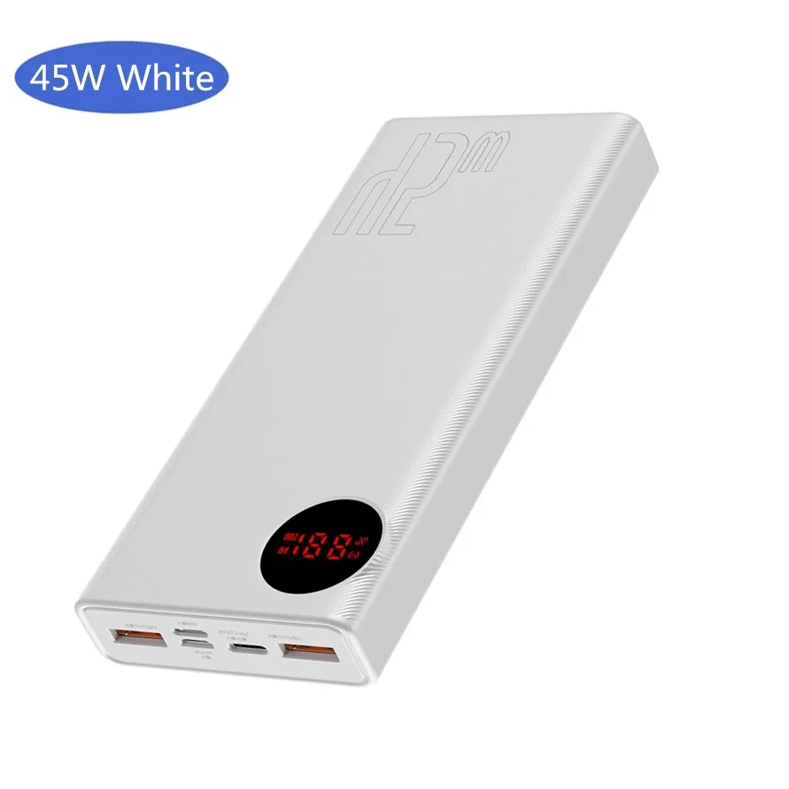 Baseus 20000 мАч Быстрая зарядка 3,0 внешний аккумулятор USB PD 45 Вт Быстрый 20000 внешний аккумулятор для iPhone Xiaomi Mi huawei Внешнее зарядное устройство - Цвет: White 45W