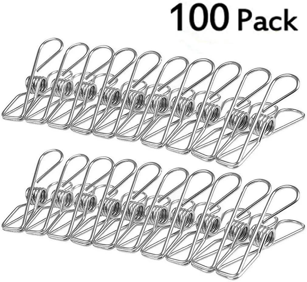 

Stainless Steel Clamp Solid Spring Clip Clothespins Hanging 6.5cm Household Clothes Clamps Sock Rack Pants Clip