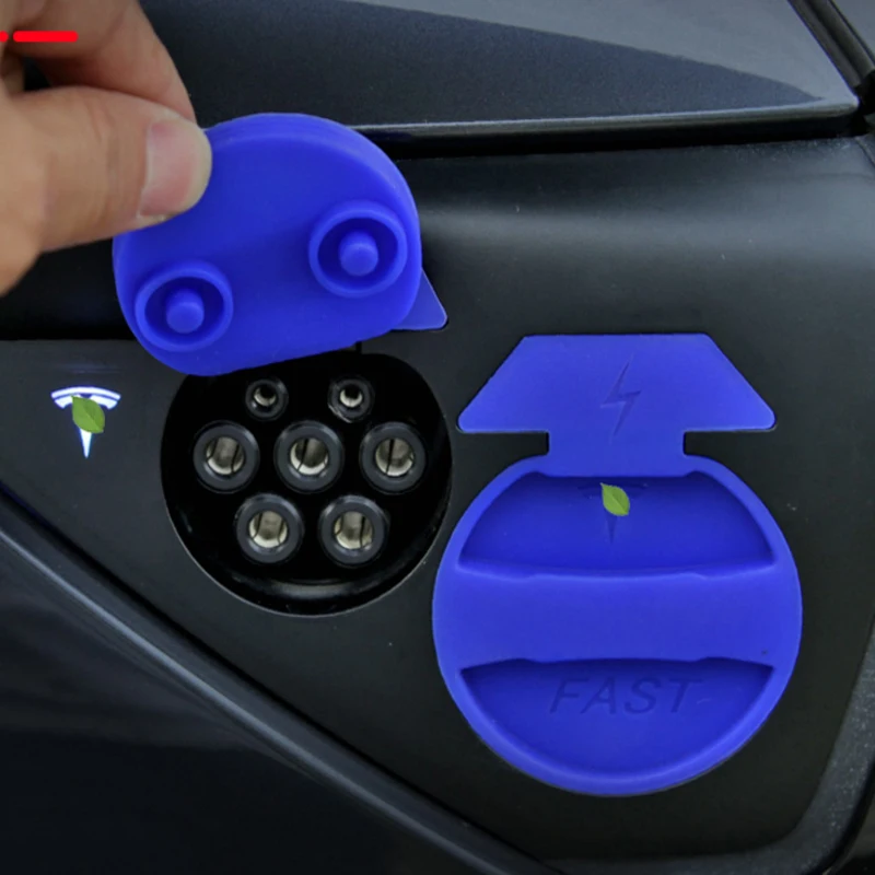 

Foal Burning 2pcs/Set Charging port waterproof dust cover modified accessories decoration for for Tesla model 3 Car accessories