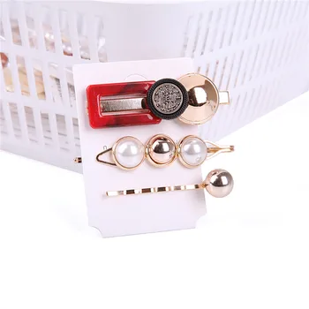 

Lovely Women Pearl Crystal Acrylic Hairpin Sweet Girls Hair Clips Hairpin Set Barrette Stick Female Hair Accesories