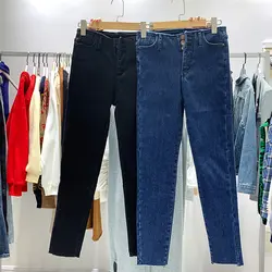 Осень плюс бархат утолщение джинсы женские зимние Корея новые Высокая талия стрейч тонкие универсальные джинсы женские брюки tide