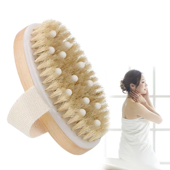 

Medium Strength Massage Bristles Wooden Bathing Brushing Back Body Clean Scrubber Exfoliating Bath Brush Dry Skin Scrub