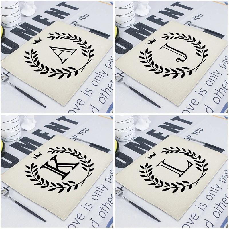 42*32cm Geometric Letter Wedding Napkin Dining Table Mat Drink Coasters Linen Pads Kitchen Table Mats Napkins Servilleta De Tela