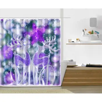 

Elk Cat Dolphin Shower Curtain Waterproof Bathroom Curtain Polyester Animal Bath Curtain Washable Hotel Home Bath Decor Curtains