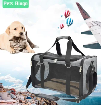 

Pets Bingo Breathable Cat Bag Portable Puppy Backpack Foldable Zipper Mesh Handbag Travel Carrier Packbag for<7kg Pet Supplies