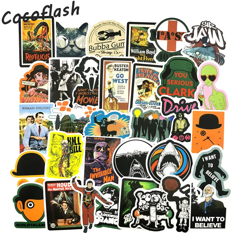 50pcs Famous Classic Movie Graffiti Stickers For Mobile Phone Laptop Luggage Suitcase Guitar Skateboard Decal Stickers