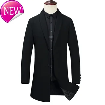 

New 2020 Winter Men's Long Wool Coat Business Fashion Slim Fit Thicken Warm Overcoat Male Brand Trench Coat