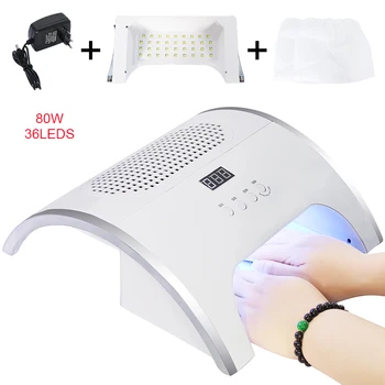 

120/80W 2-IN-1 Nail Lamp & Nail Dust Collector Manicure with Two Powerful Fan 36/42LEDs Nail Dryer Vacuum Cleaner Manicure Tools