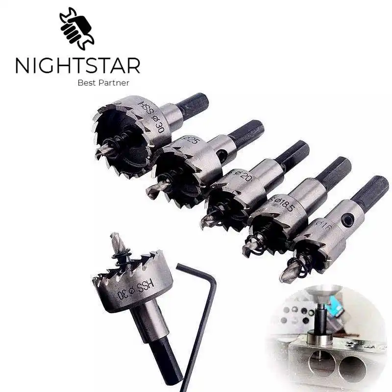 Saw-Set Drill-Bit Woodworking-Tools Carbide-Tip Hole Metal-Alloy Stainless-Steel Binoax