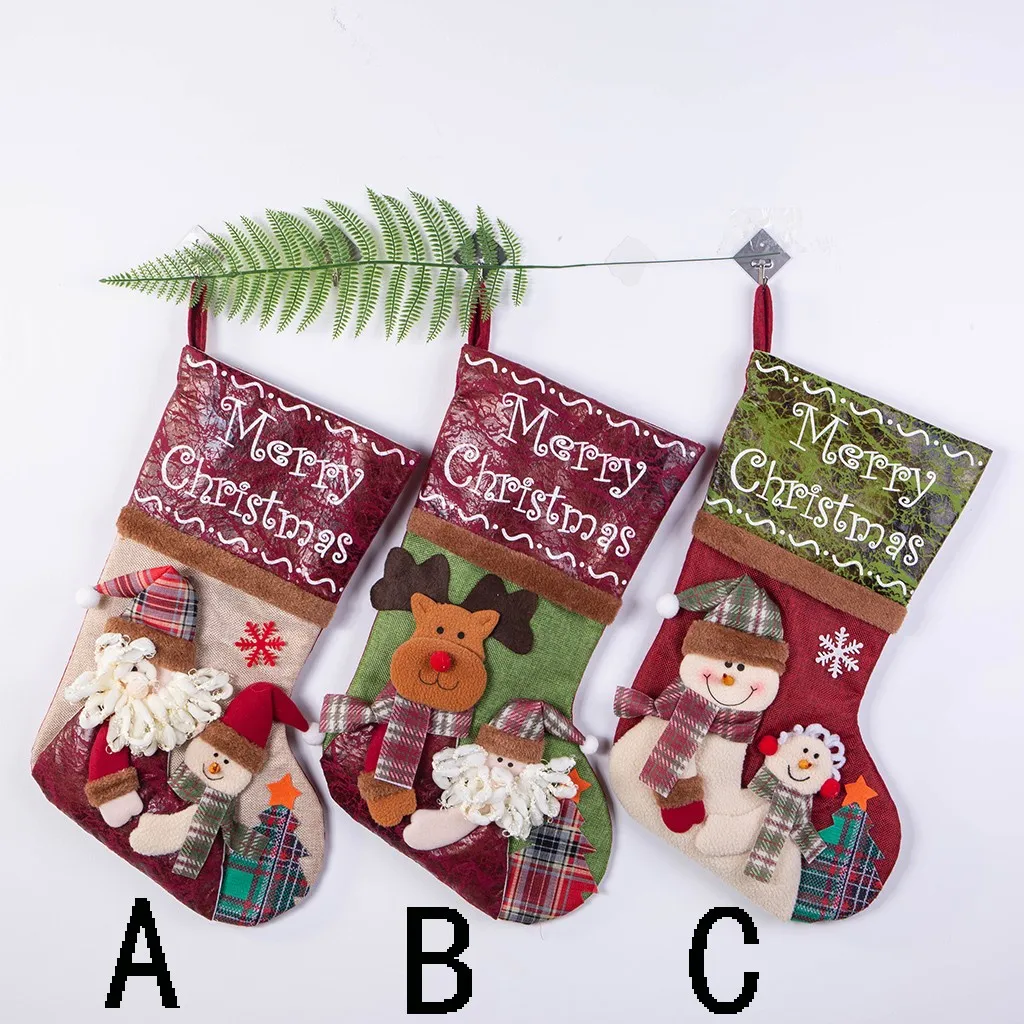 2020 Christmas Stockings Mini Socks Santa Candy Gift Bag Claus Elk Snowman Pattern Tree Decorative pendant F930 | Дом и сад