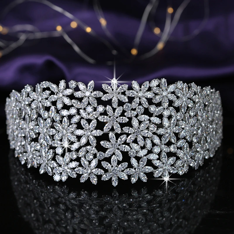 Crown HADIYANA Flower Design Temperament Women Wedding Bridal Hair Accessories Party Tiaras And Crowns Zircon BC5460 Corona
