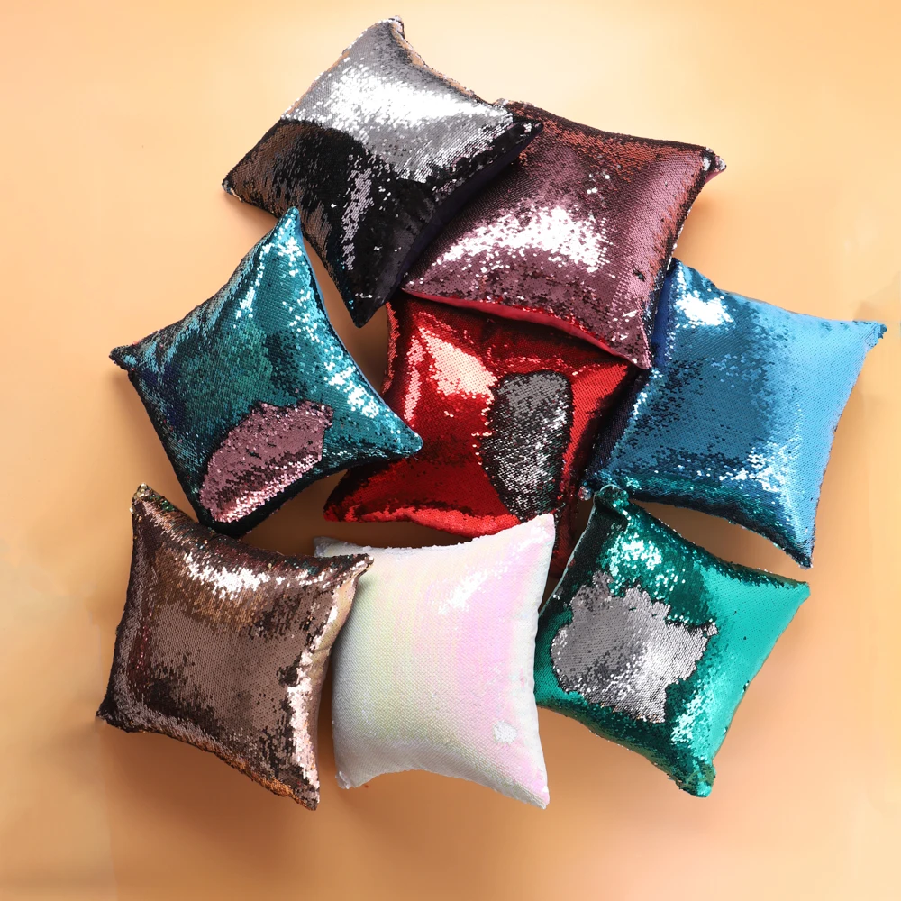 Magic Pillowcase Sequins Throw Pillow Mermaid 40*40cm Cushion Cover Decorative Reversible Sequin Pillowcover for Sofa | Дом и сад