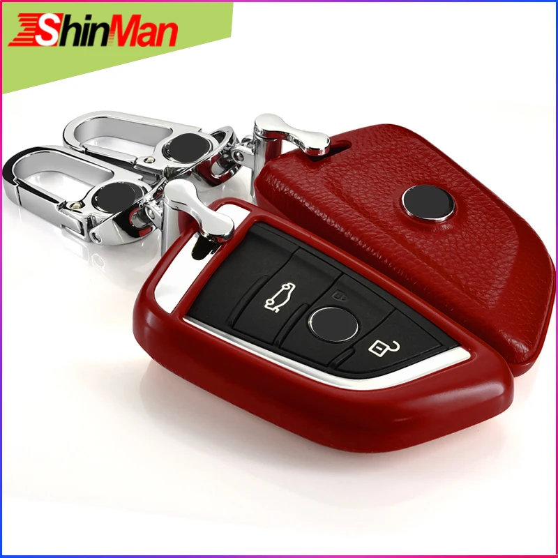 Чехол для ключей ShinMan из коровьей кожи + ABS защитный чехол BMW X1 X5 X6 2 серии 5 7 2014 2017
