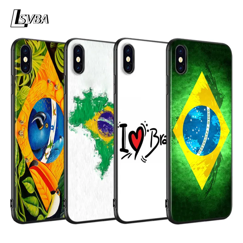 Черный чехол для iPhone 11 Pro Max мягкий с бразильским флагом XS XR X 8 7 6S 6 Plus 5S 5 телефона |