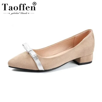 

Taoffen Office Lady Suede Leather Pumps Party Women Pointed Toe Shoes Bowtie Spring Sweet Shoes Women Pumps Size 33-43