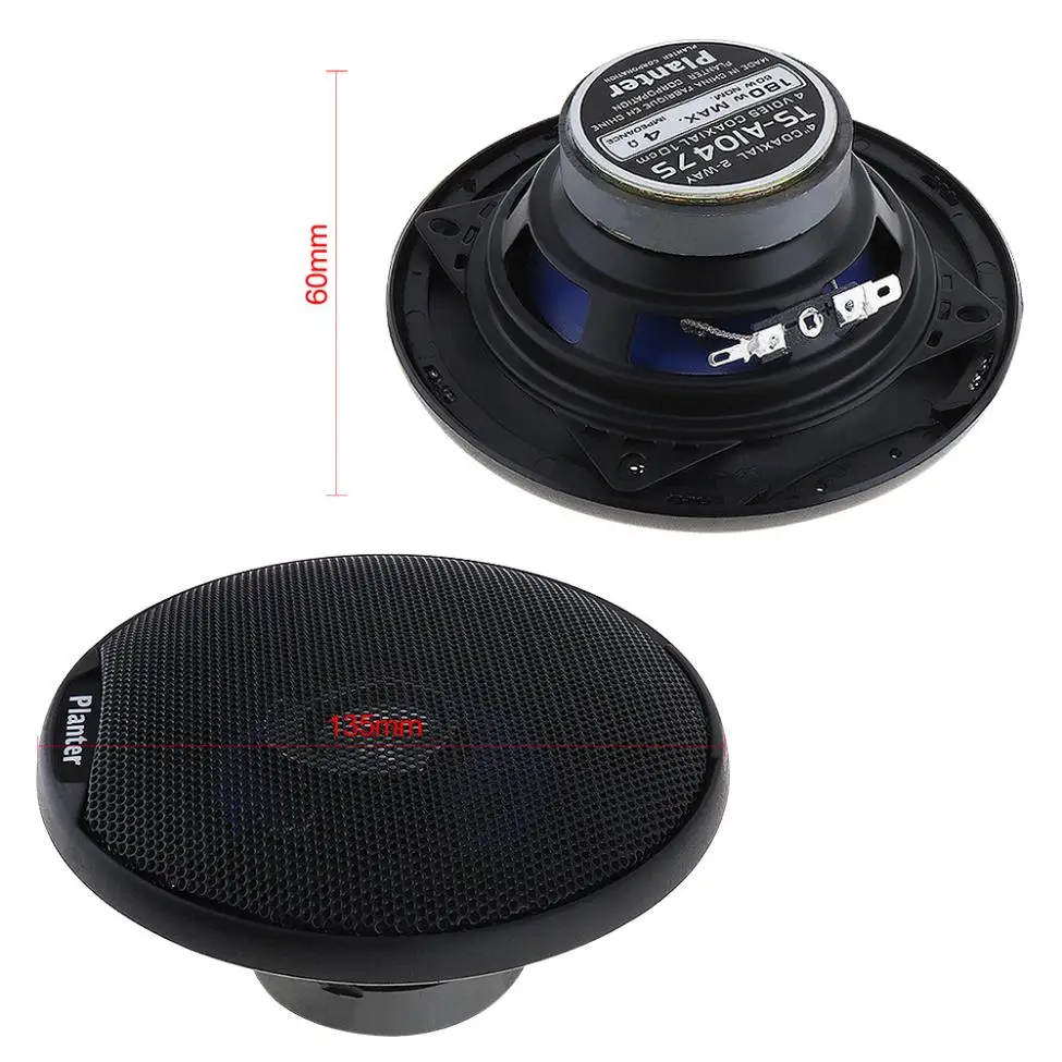 TS-A1047S, 2 шт., 180 Вт, 4 дюйма, автомобильный HiFi коаксиальный динамик, автомобильная дверь, авто аудио, стерео, полный диапазон частот, динамик s для автомобилей