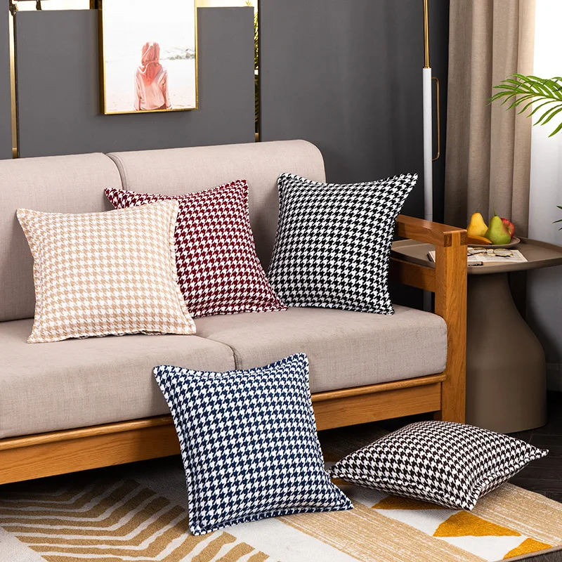 

Houndstooth pressed edge pillow thickened variety of solid color pillow cushion cover sofa pillow Swallow Gird pillowcase