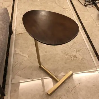 

Nordic Minimalist Bedroom Bedside Oval Solid Wood Reading Table Balcony Small Coffee Table Sofa Mini Corner Table