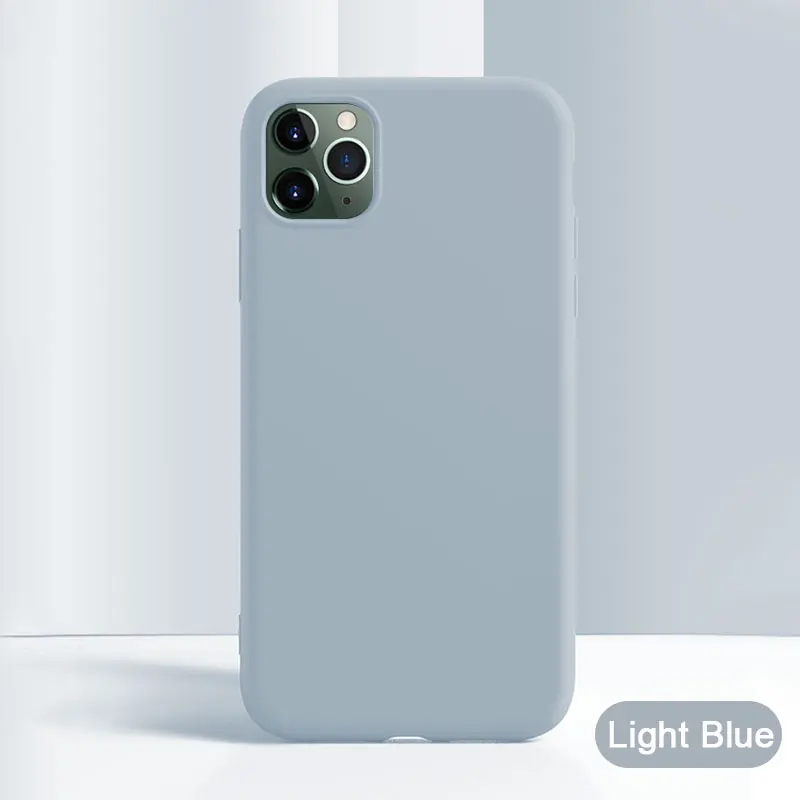 Однотонный силиконовый чехол для iPhone 11 Pro Max Чехол 7 8 6 6s Plus X XS MAX XR милый чехол мягкий простой модный чехол x 11 pro - Цвет: Light Blue