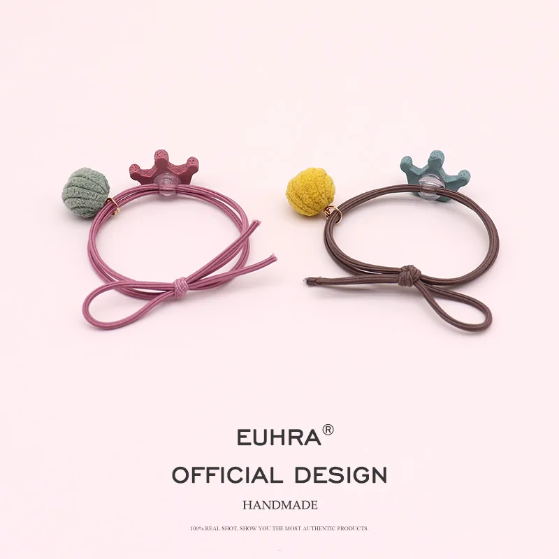 EUHRA, 5 цветов, Императорская корона, вельветовый шарик, эластичный браслет, резинки для волос для женщин и девочек, резинка для волос, Детские аксессуары для волос