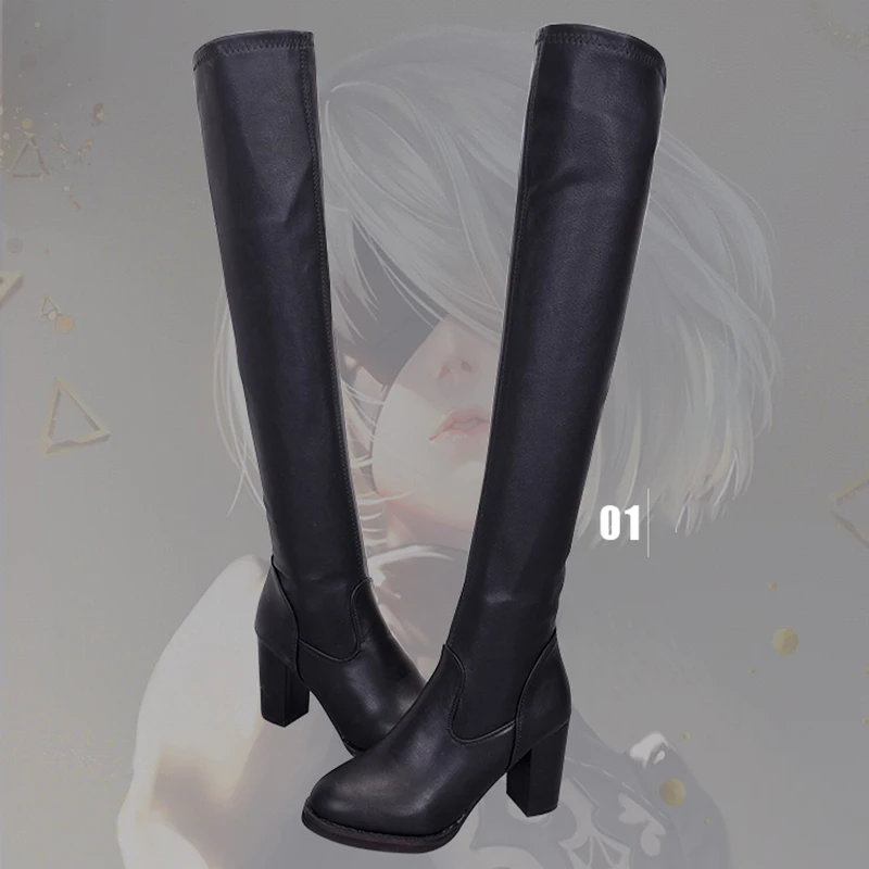 Игровой НИР: Automata/Обувь для косплея; женские ботинки; 2B jorha 2 gou B gata; обувь для косплея; ботинки из искусственной кожи; вечерние карнавальные ботинки на Хэллоуин