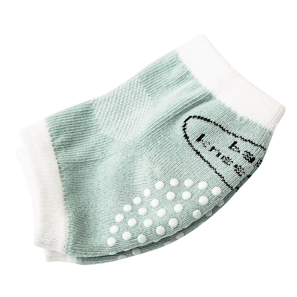 Наколенники детские для новорожденных, пара Противоскользящих и Противоскользящих детских Защитных Носков, хлопковые носки для детей 0-3 лет - Цвет: Green