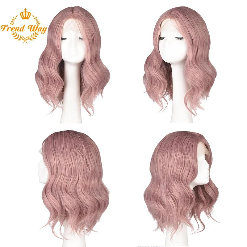 Trend Way Hair24 ”светильник Фиолетовый Натуральный волнистый синтетический кружевной передний парик средний пробор кружевной парик для черных/белых женщин Косплей