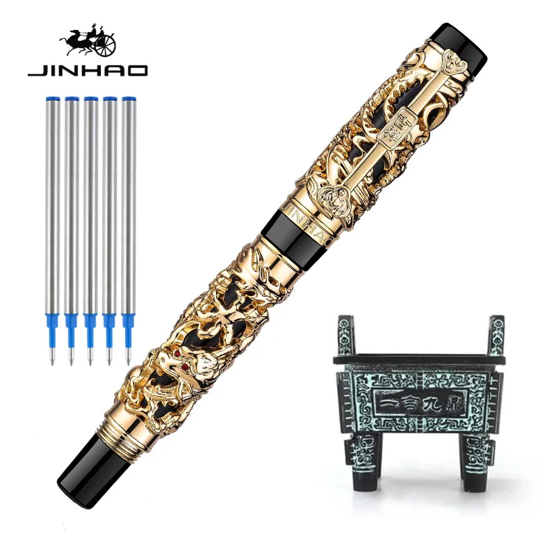 

Jinhao The Latest Design Dragon And Phoenix Golden Roller Ball Pen High Quality Hot Selling luxury writing gift pens