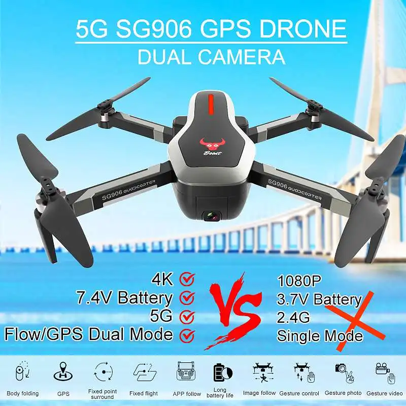 SG906 5G Wifi GPS FPV Дрон 4K камера Дрон Профессиональный с складная сумка для хранения Квадрокоптер-Дрон камера