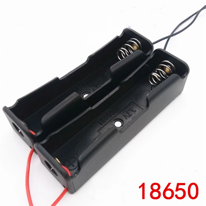 

100PCS/lot Wholesale 18650 3.7V Clip Box Holder For 1 x 18650 Black With Wire Leads Plastic Battery Storage Case
