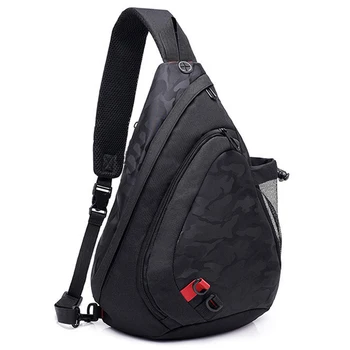 

Men Waterproof Black Camouflage Small Chest Bag Boy Rucksack Male One Shoulder Sling Back Pack Crossbody Bags Black