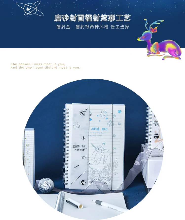 1 Pcs Kawaii Cover Planner Notebook Hot Stamping Star Coil Diary Book Exercise Composition Binding Note Notepad Gift Stationery