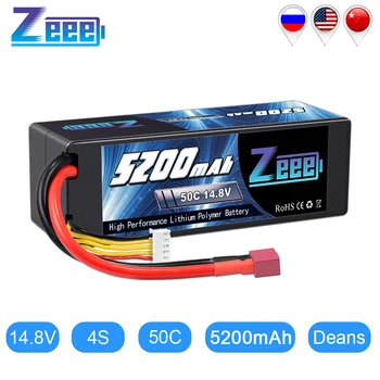 Zeee 5200mAh 14.8V 50C Lipo Battery for RC Car 4S RC Lipo Battery Hardcase with Deans Plug For RC Helicopter Car Boat Truck 1pcs lipo battery 11 1v 14 8v 1600mah 70c lipo battery 3s 4s for rc helicopter rc car boat quadcopter remote control toys