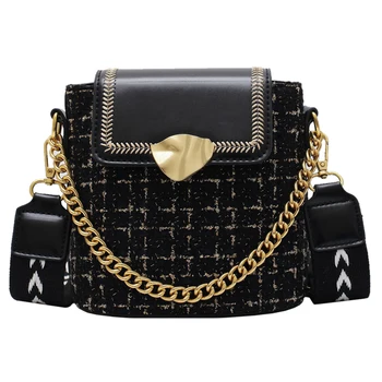 

191227 iVog New Arrival Everyday Female Small Shoulder Crossbody Handbag Black Fur Chain Geometric Bucket Bags for Women 2019