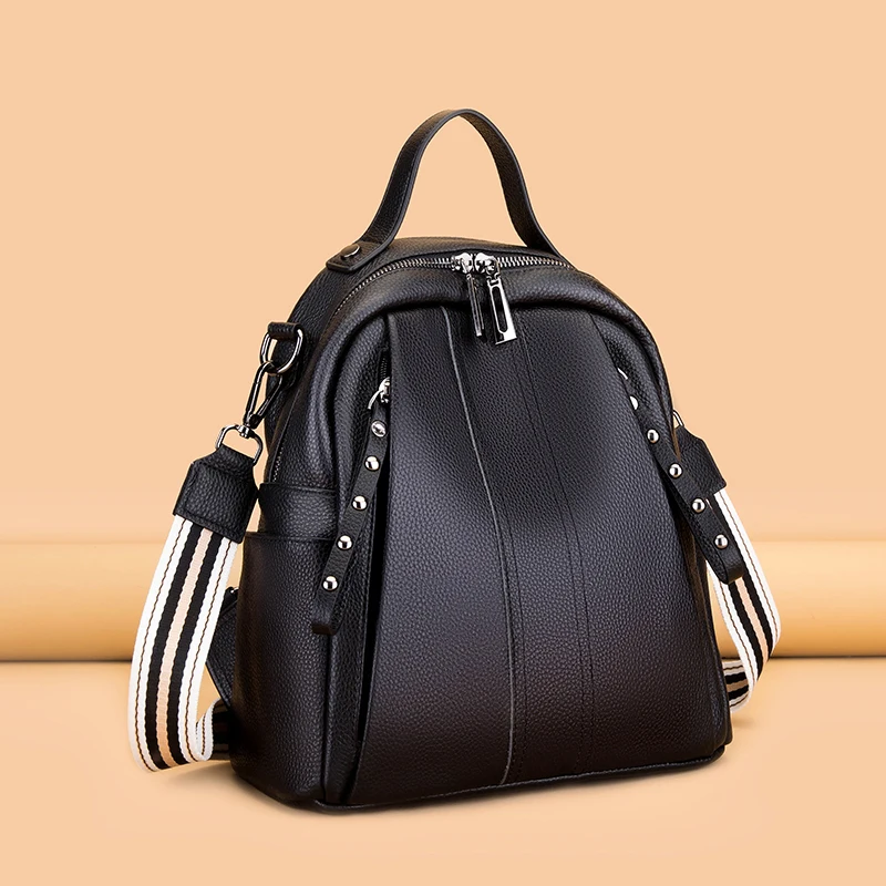 100% Genuine Leather Women's backpack Casual Waterproof real Cowhide Backpacks Female Luxury Back pack Women Travel Shoulder Bag
