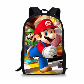 

Super Children School Backpack Primary Student Anime Mario Bros Print Casual High Quality Schoolbag Kids Satchel