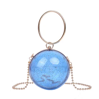 

Female Shoulder Bag Transparent Fashion Lady Handbag Personality Youth Chains Bag Three-dimensional Spherical Blue
