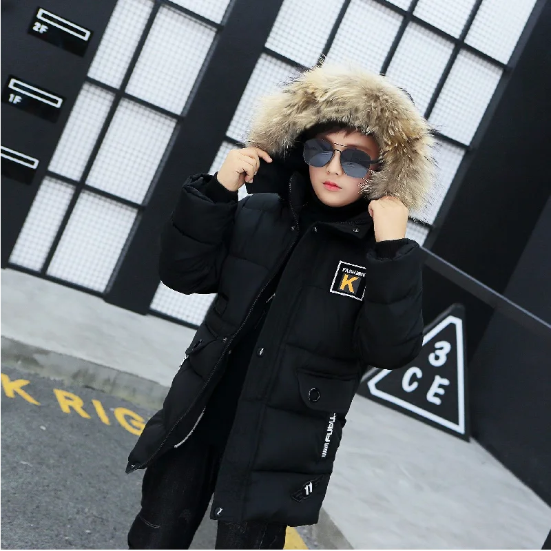 Kids Winter Clothes Plus Fleece Warm Boys Jacket Cotton Thick Hooded Coats for Boy Kids Withstand The Severe Cold Outerwear