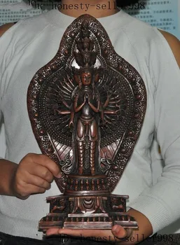 

christmas 16"Tibet Buddhism purple Bronze 1000-Arm Avalokiteshvara Kwan-yin Guanyin Statue halloween