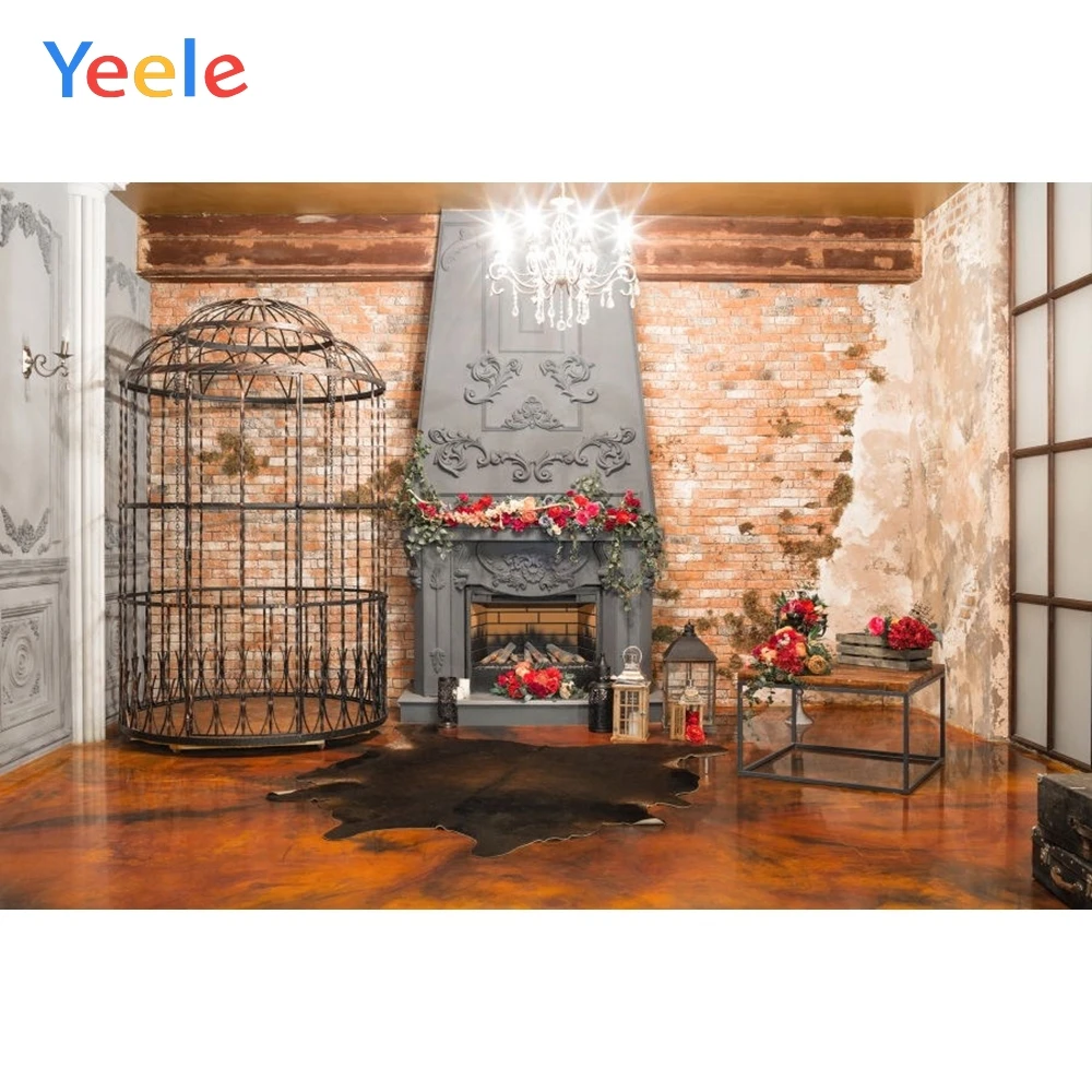 

Christmas Fireplace Chandelier Backdrop Baby Portrait Custom Vinyl Photography Background For Photo Studio Photophone Photocall