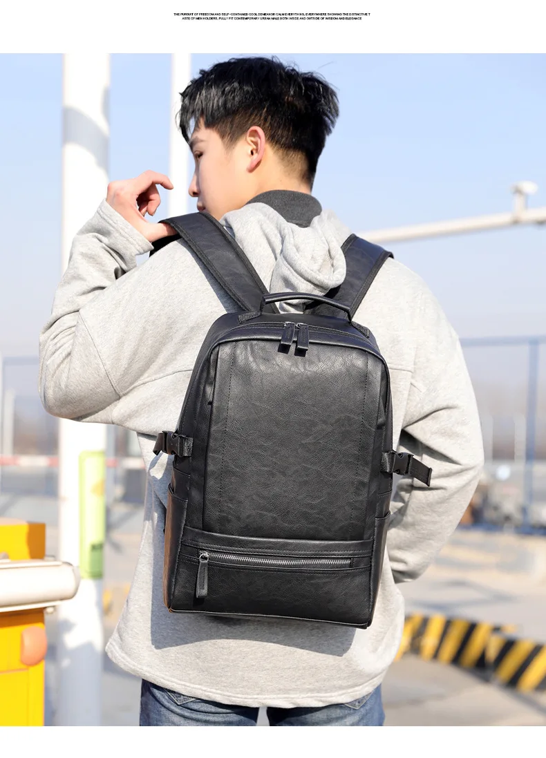 Black UOSC PU кожаные школьные повседневные дорожные рюкзаки сумки для женщин Многофункциональный рюкзак для подростков сумка большой емкости - Цвет: Black