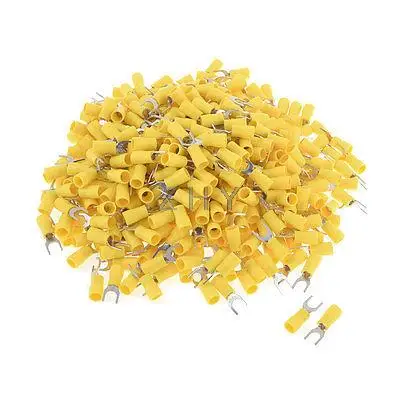 

500 x SV5.5-6S Pre Insulated Fork Terminal Yellow for AWG12-10 Wire 1/4" Stud