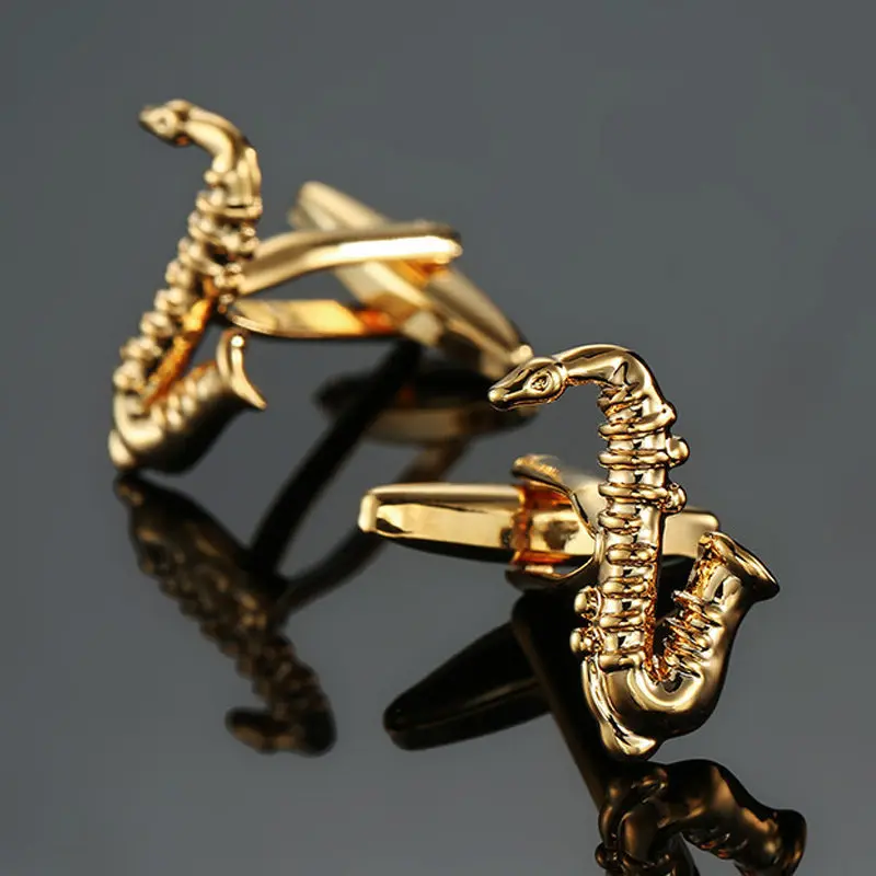 Elegant Music-Inspired Cufflinks for Men - Violin, Piano, and Saxophone Design