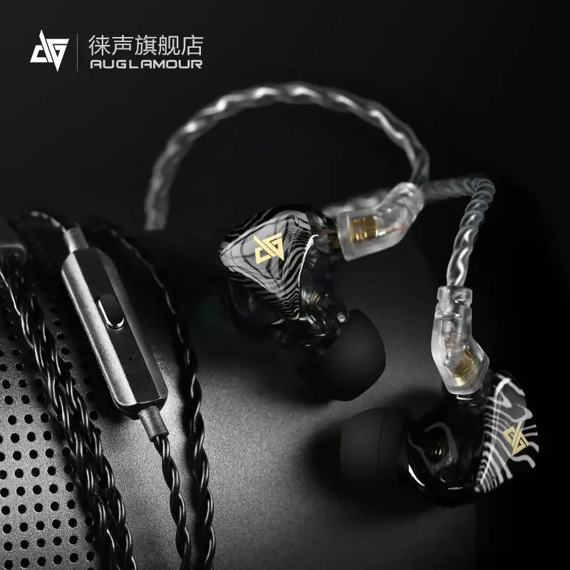 Auglamour T100 двойные динамические наушники с микрофоном в ухо HIFI Смола пользовательские музыкальные студии DJ наушники с кабелем