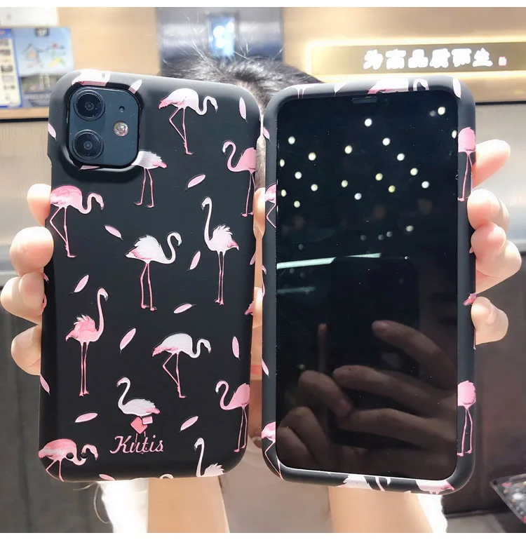 Чехол с фламинго для iphone 11 Pro, 360, передняя и задняя крышка, чехол для iphone XS max XR X 8 6 7 plus, чехол с изображением единорога, цветка розы, торта