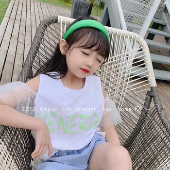 

Children's 2020 summer new summer girl's letter cotton short sleeve round neck T-shirt little girl