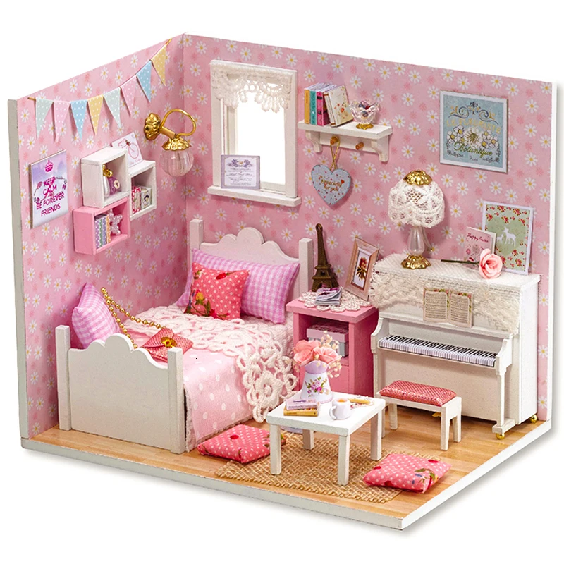 Кукольный дом мебель Diy Миниатюрный 3D Деревянный Miniaturas кукольный домик игрушки для детей подарки на день рождения Каса дневник котенка куклы - Цвет: H015