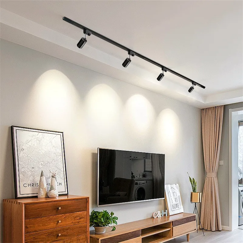 

Hot Gu10 Holder Rotatable LED Ceiling Lights Aluminum Angle Adjustable Rail Showcase Lamp Cabinet Track Light